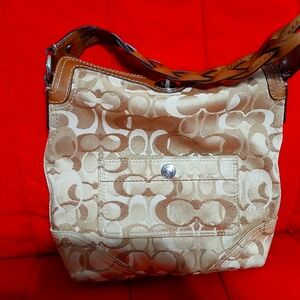 Coach Beige Signature Shoulder Bag